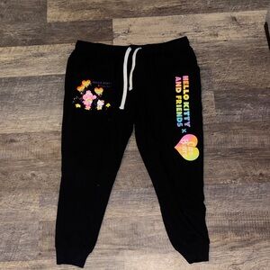 Hello Kitty Black Joggers with Colorful Heart Design